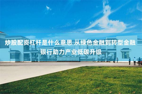 炒股配资杠杆是什么意思 从绿色金融到转型金融 银行助力产业低碳升级