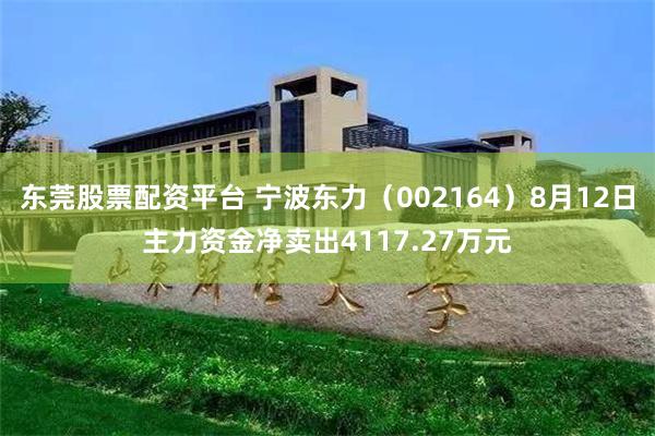 东莞股票配资平台 宁波东力(002164)8月12日主力资金净卖出4117.27万元