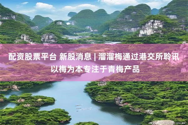 配资股票平台 新股消息 | 溜溜梅通过港交所聆讯 以梅为本专注于青梅产品