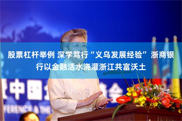 股票杠杆举例 深学笃行“义乌发展经验” 浙商银行以金融活水浇灌浙江共富沃土
