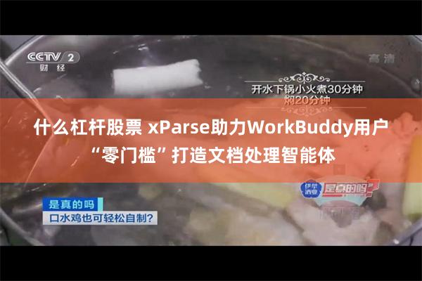 什么杠杆股票 xParse助力WorkBuddy用户“零门槛”打造文档处理智能体