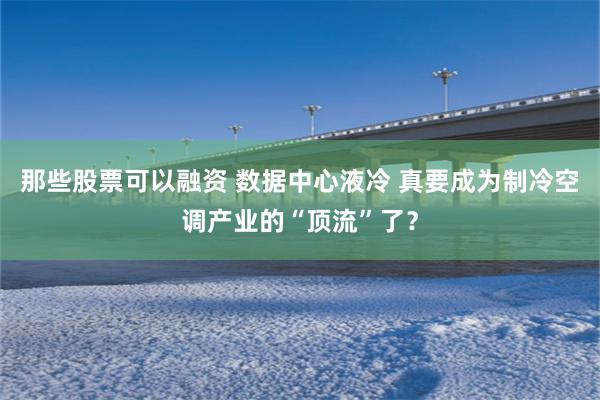 那些股票可以融资 数据中心液冷 真要成为制冷空调产业的“顶流”了？